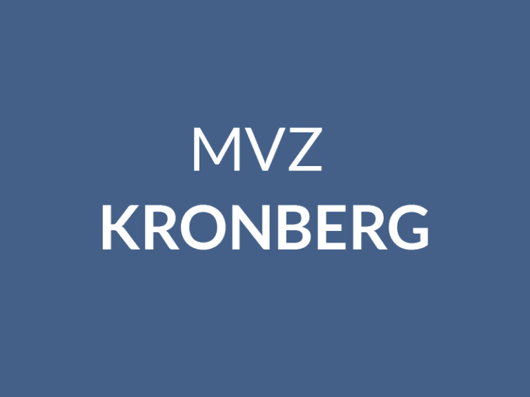 Der weiße Text auf blauem Hintergrund lautet "MVZ KRONBERG" mit "MVZ" über "KRONBERG" in Großbuchstaben.